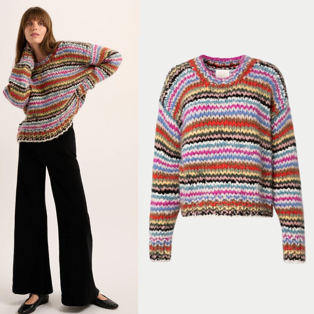Suzie Kondi The Jooshi Cashmere Sweater in Multi Stripe Small